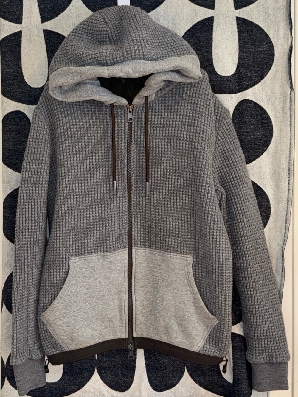 Moncler Maglia Cardigan Hooded Knitted Puffer Jacket~ Gray\Olive Brown ~LARGE